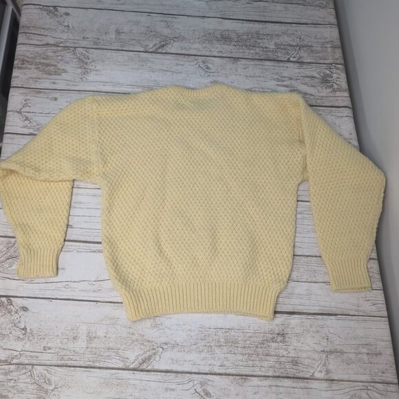 Vintage Sears Men Size 40 Cream Yellow Knit Crewneck Sweater Men Size M - Picture 5 of 5